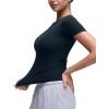 imageCRZ YOGA Softembrace High Neck Tops for Women  Soft Casual Going Out Shirts Crewneck Tight Basic Short Sleeve TShirtTrue Navy