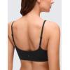 imageCRZ YOGA Softhold Mold V Neck Bralette for Women  Adjustable Spaghetti Lounge TShirt Everyday Bra No Underwire Comfort CamiBlack