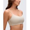 imageCRZ YOGA Softhold Mold V Neck Bralette for Women  Adjustable Spaghetti Lounge TShirt Everyday Bra No Underwire Comfort CamiMojave Tan