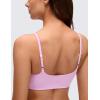 imageCRZ YOGA Softhold Mold V Neck Bralette for Women  Adjustable Spaghetti Lounge TShirt Everyday Bra No Underwire Comfort CamiVita Pink