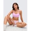 imageCRZ YOGA Softhold Mold V Neck Bralette for Women  Adjustable Spaghetti Lounge TShirt Everyday Bra No Underwire Comfort CamiVita Pink
