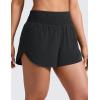 imageCRZ YOGA Split Dolphin Running Shorts for Women 25  Curved Back High Waisted Quick Dry for Athletic Workout Gym TrackBlack