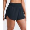imageCRZ YOGA Split Dolphin Running Shorts for Women 25  Curved Back High Waisted Quick Dry for Athletic Workout Gym TrackTrue Navy