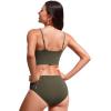 imageCRZ YOGA V Shaped Longline Bikini Tops for Women  Padded Cropped Adjustable Spaghetti Straps Swimsuit Athletic Bathing SuitDark Olive