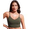 imageCRZ YOGA V Shaped Longline Bikini Tops for Women  Padded Cropped Adjustable Spaghetti Straps Swimsuit Athletic Bathing SuitDark Olive