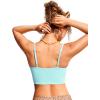 imageCRZ YOGA V Shaped Longline Bikini Tops for Women  Padded Cropped Adjustable Spaghetti Straps Swimsuit Athletic Bathing SuitHydra Blue