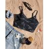 imageCRZ YOGA V Shaped Longline Bikini Tops for Women  Padded Cropped Adjustable Spaghetti Straps Swimsuit Athletic Bathing SuitJungle Camouflage Gray