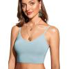 imageCRZ YOGA V Shaped Longline Bikini Tops for Women  Padded Cropped Adjustable Spaghetti Straps Swimsuit Athletic Bathing SuitLight Grayish Blue