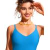 imageCRZ YOGA V Shaped Longline Bikini Tops for Women  Padded Cropped Adjustable Spaghetti Straps Swimsuit Athletic Bathing SuitMadagascar Blue