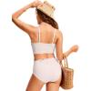 imageCRZ YOGA V Shaped Longline Bikini Tops for Women  Padded Cropped Adjustable Spaghetti Straps Swimsuit Athletic Bathing SuitMilky White Bone