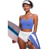 imageCRZ YOGA V Shaped Longline Bikini Tops for Women  Padded Cropped Adjustable Spaghetti Straps Swimsuit Athletic Bathing SuitWild Indigo
