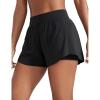 imageCRZ YOGA 2 in 1 Double Layer Running Shorts for Women 3  High Waisted for Athletic Tennis Workout with Zip PocketsBlack