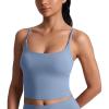 imageCRZ YOGA Butterlift Scoop Neck Crop Tank Tops for Women  Padded Adjustable U Back Camisole Workout Longline Sports BrasWashed Denim