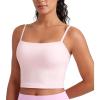 imageCRZ YOGA Butterluxe Cami Crop Tank Tops for Women  Square Neck Adjustable Padded Longline Sports Bras Workout CamisoleStrawberry Pink