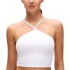 imageCRZ YOGA Butterluxe Cross Neck Crop Tank Tops for Women  Spaghetti Straps Square Back Padded Yoga Sports BrasWhite
