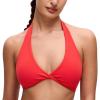 imageCRZ YOGA Butterluxe Double Lined Twist Halter Sports Bras for Women  Deep V Neck Crop Top Casual Open Back Non PaddedDeep Red