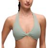 imageCRZ YOGA Butterluxe Double Lined Twist Halter Sports Bras for Women  Deep V Neck Crop Top Casual Open Back Non PaddedGreen Palm Court
