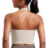 imageCRZ YOGA Butterluxe Halter Crop Tank Tops for Women  Open Back Padded Longline Sports Bras Workout GymMojave Tan