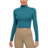 imageCRZ YOGA Butterluxe Mock Neck Long Sleeve Shirts for Women  Workout Casual Tops Turtleneck Crop Slim Fall Base LayerBorealis Green