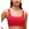 imageCRZ YOGA Butterluxe Scoop Neck Sports Bras for Women  U Back Padded Wide Strap Wireless Yoga TopAurora Red