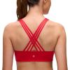 imageCRZ YOGA Butterluxe Strappy Sports Bras for Women  Padded V Neck Wireless Criss Cross Back Yoga TopAurora Red