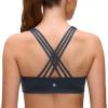 imageCRZ YOGA Butterluxe Strappy Sports Bras for Women  Padded V Neck Wireless Criss Cross Back Yoga TopTrue Navy