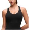 imageCRZ YOGA Butterluxe V Neck Crop Tank Tops for Women  Racerback Wireless Padded Yoga Longline Sports BraBlack