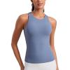 imageCRZ YOGA Butterluxe Workout Tank Tops for Women  Racerback Padded High Neck Yoga Athletic Shirt with Built in BraOasis Blue