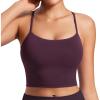 imageCRZ YOGA Butterluxe Y Back Crop Tank Tops for Women  Spaghetti Straps Racerback Padded Yoga Workout Longline Sports BrasDeep Purple