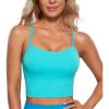 imageCRZ YOGA Butterluxe Y Back Crop Tank Tops for Women  Spaghetti Straps Racerback Padded Yoga Workout Longline Sports BrasSpectral Blue