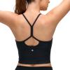 imageCRZ YOGA CutOut Y Back Crop Tank Tops for Women  Scoop Neck Spaghetti Strap Racerback Yoga Longline Sports Bra Non PaddedBlack