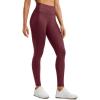 imageCRZ YOGA No Front Seam Faux Leather Leggings 28  Butterluxe Matte High Waist Stretch Tights Womens Pleather PantsRed Merlot Foil Pattern
