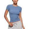 imageCRZ YOGA Softembrace High Neck Tops for Women  Soft Casual Going Out Shirts Crewneck Tight Basic Short Sleeve TShirtOasis Blue