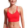 imageCRZ YOGA V Shaped Longline Bikini Tops for Women  Padded Cropped Adjustable Spaghetti Straps Swimsuit Athletic Bathing SuitDeep Red