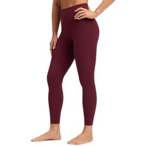 imageCRZ YOGA Brushed Naked Feeling Workout Leggings 25  High Waisted Gym Compression Tummy Control Womens Yoga PantsRed Merlot