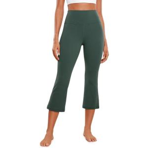 imageCRZ YOGA Butterluxe Capris Flare Leggings 23  Bootcut High Waisted Womens Yoga Pants Cropped CasualDark Forest Green