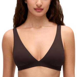 imageCRZ YOGA Butterluxe Soft Double Lined Deep V Neck Sports Bras for Women  Open Back Yoga Crop Top Casual Non PaddedHot Fudge Brown