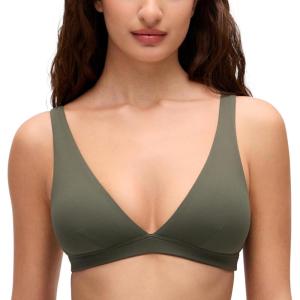 imageCRZ YOGA Butterluxe Soft Double Lined Deep V Neck Sports Bras for Women  Open Back Yoga Crop Top Casual Non PaddedLight Army Green