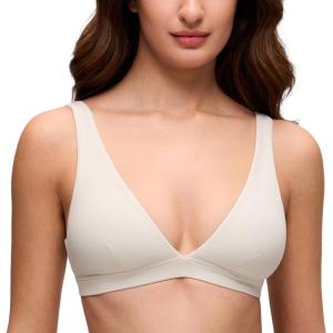 imageCRZ YOGA Butterluxe Soft Double Lined Deep V Neck Sports Bras for Women  Open Back Yoga Crop Top Casual Non PaddedMilky White