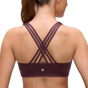 imageCRZ YOGA Butterluxe Strappy Sports Bras for Women  Padded V Neck Wireless Criss Cross Back Yoga TopRipe Plum