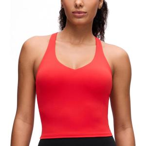 imageCRZ YOGA Butterluxe V Neck Crop Tank Tops for Women  Racerback Wireless Padded Yoga Longline Sports BraDeep Red