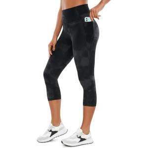 imageCRZ YOGA Butterluxe Workout Capri Leggings Pockets 19  High Waisted Gym Womens Yoga Crop Pants Buttery SoftBlack Tie Dye Flowers