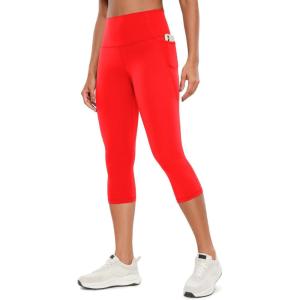 imageCRZ YOGA Butterluxe Workout Capri Leggings Pockets 19  High Waisted Gym Womens Yoga Crop Pants Buttery SoftDark Red
