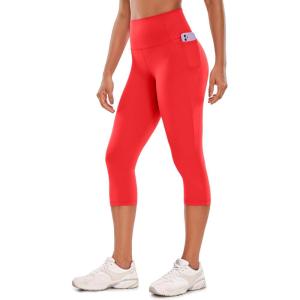 imageCRZ YOGA Butterluxe Workout Capri Leggings Pockets 19  High Waisted Gym Womens Yoga Crop Pants Buttery SoftDeep Red