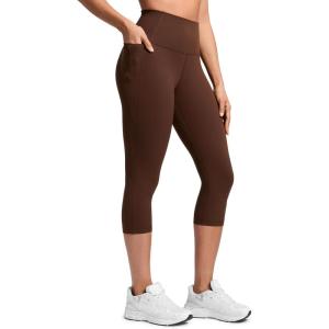 imageCRZ YOGA Butterluxe Workout Capri Leggings Pockets 19  High Waisted Gym Womens Yoga Crop Pants Buttery SoftLava Brown