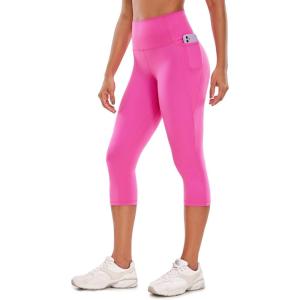 imageCRZ YOGA Butterluxe Workout Capri Leggings Pockets 19  High Waisted Gym Womens Yoga Crop Pants Buttery SoftNeon Light Purple