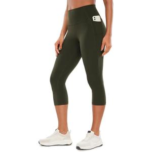 imageCRZ YOGA Butterluxe Workout Capri Leggings Pockets 19  High Waisted Gym Womens Yoga Crop Pants Buttery SoftOlive Green