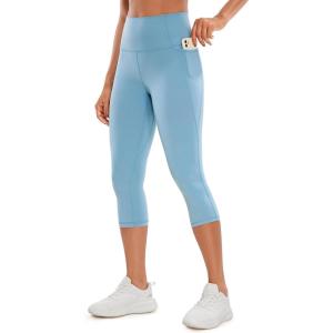 imageCRZ YOGA Butterluxe Workout Capri Leggings Pockets 19  High Waisted Gym Womens Yoga Crop Pants Buttery SoftPure Blue