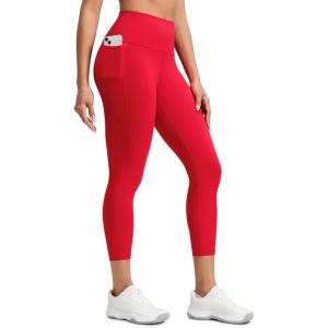 imageCRZ YOGA Butterluxe Workout Capri Leggings Pockets 23  High Waist Gym Womens Crop Pants Yoga Buttery SoftAurora Red