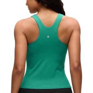 imageCRZ YOGA Butterluxe Workout Tank Tops for Women  Racerback Padded High Neck Yoga Athletic Shirt with Built in BraCascadia Green
